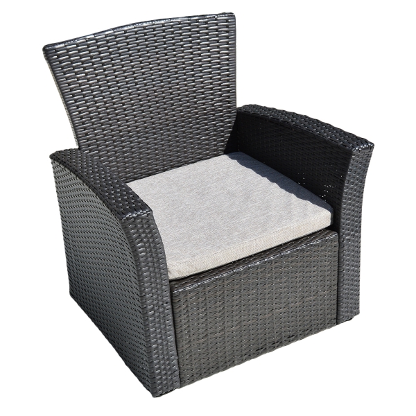 Кресло плетенное с серой подушкой 20-357GR в аренду