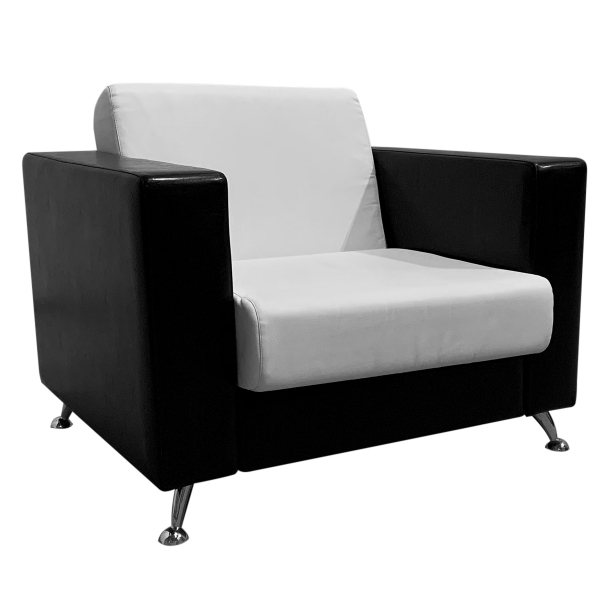 Кресло Cube черно-белое из экокожи 04-038WT в аренду
