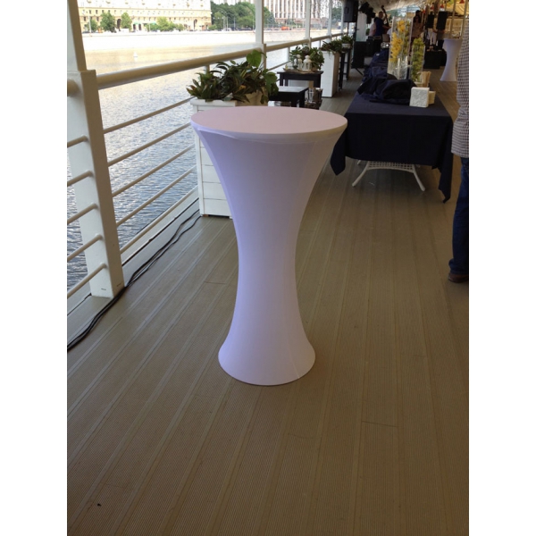 Коктейльный стол D70*H105см с белой стрейч-скатертью круглый 02-160WT в аренду. Фото 5