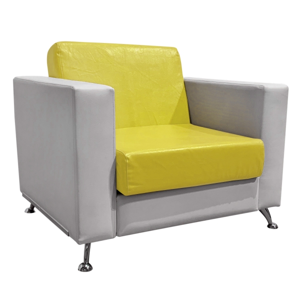 Кресло Cube бело-желтое из экокожи 04-032YL в аренду