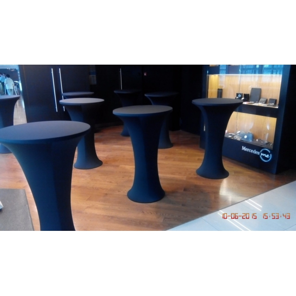 Коктейльный стол D70*H105см с черной стрейч-скатертью круглый 02-160BK в аренду. Фото 2