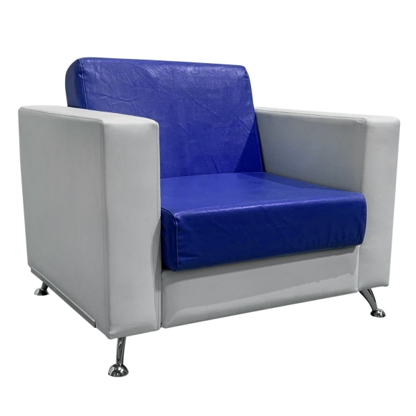 Кресло Cube бело-синее из экокожи 04-032BL в аренду
