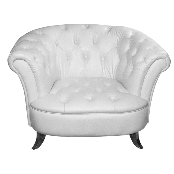 Кресло белое стеганое из кожи 04-481WT в аренду в Москве